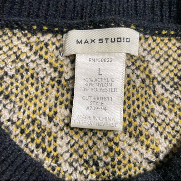 Max Studio Black Beige Houndstooth Knit Sweater Size Large - Picture 10 of 15